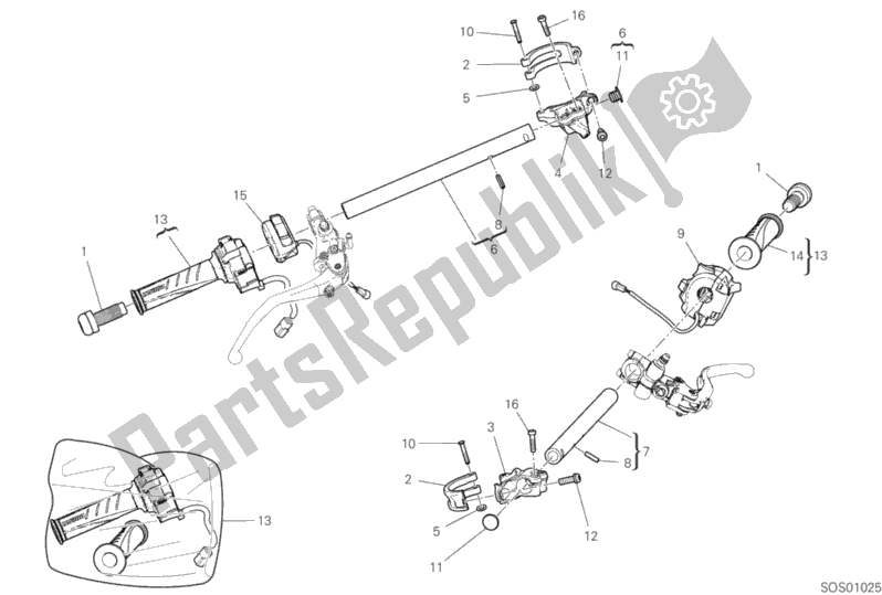 Tutte le parti per il Semimanubri del Ducati Superbike Panigale V2 USA 955 2020